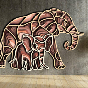 Elephants free multilayer cut file plywood 3D mandala