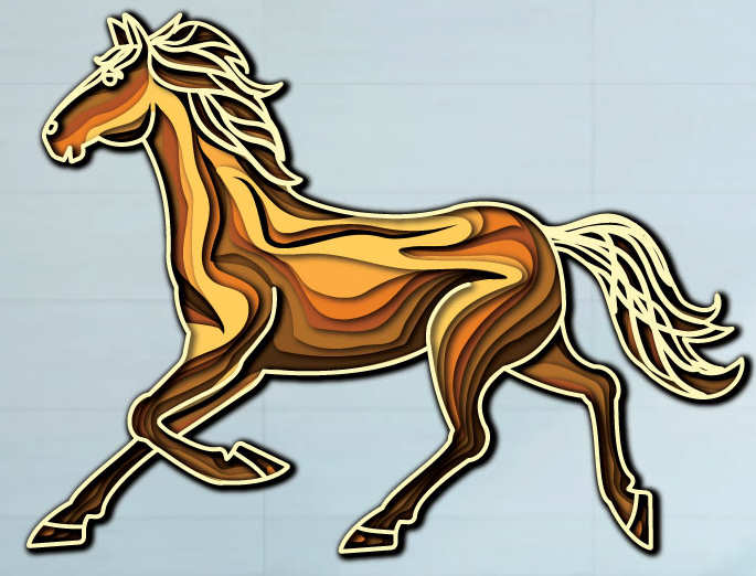 Galloping horse free multilayer cut file plywood 3D mandala