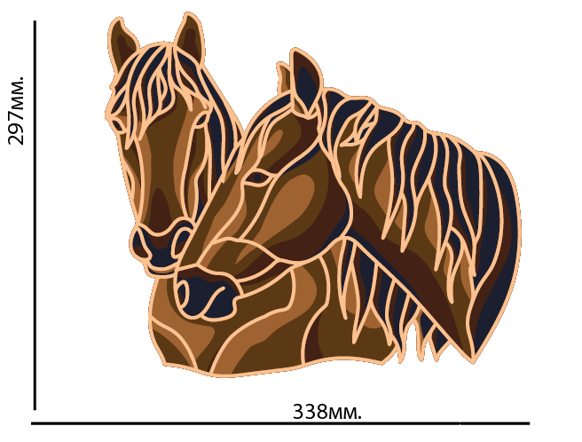 Horses free multilayer cut file plywood 3D mandala main