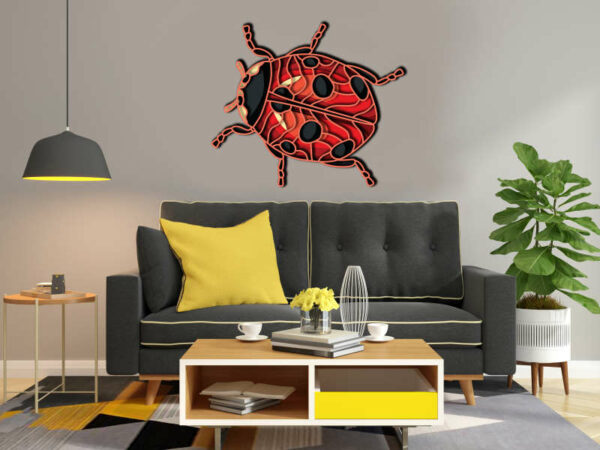 Ladybug free multilayer cut file plywood 3D mandala