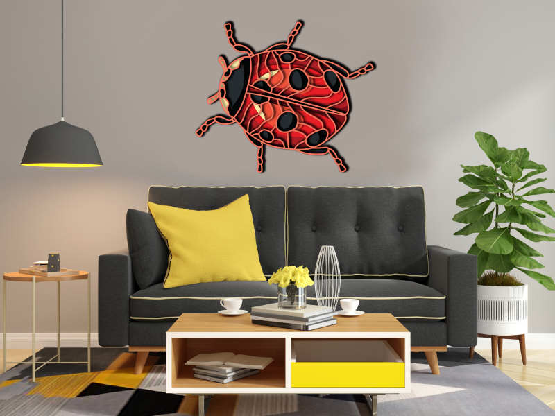 Ladybug free multilayer cut file plywood 3D mandala