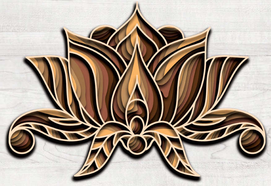 Lotus free multilayer cut file plywood 3D mandala