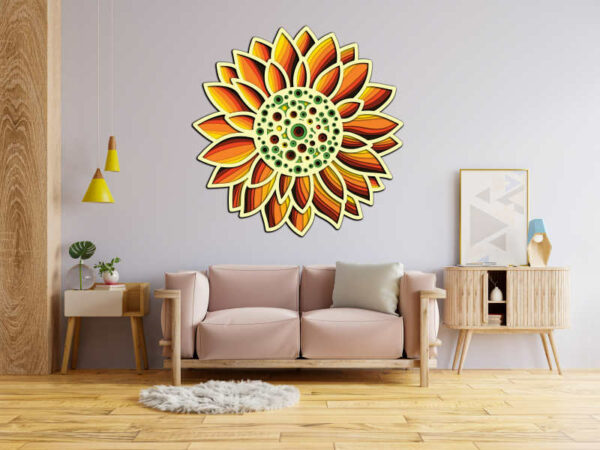 Sunflower free multilayer cut file plywood 3D mandala