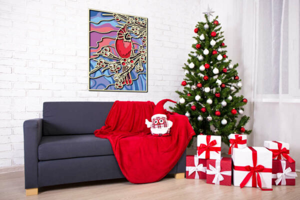 Christmas interior -decorated christmas tree and gift boxes in bright living room