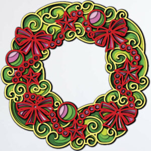 Christmas wreath free multilayer cut file plywood 3D