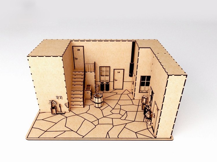 Home interior laser cut top view