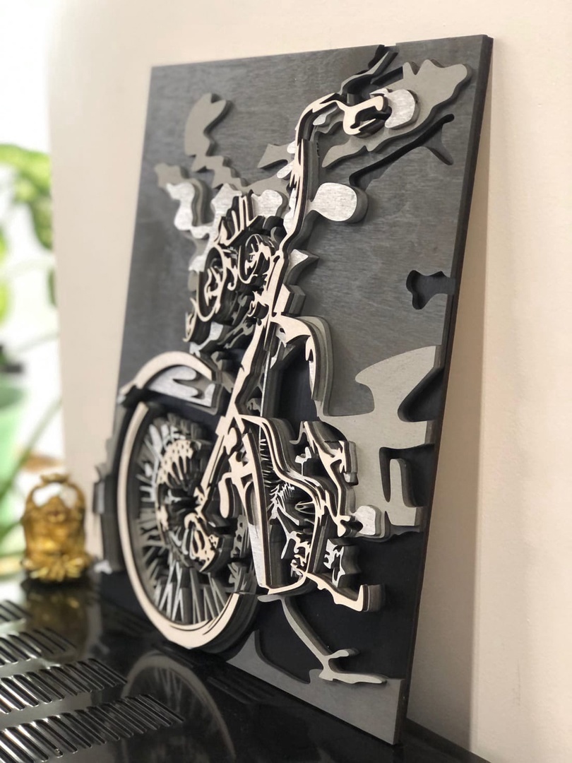 Motorcycle 3D panel free laser cut file