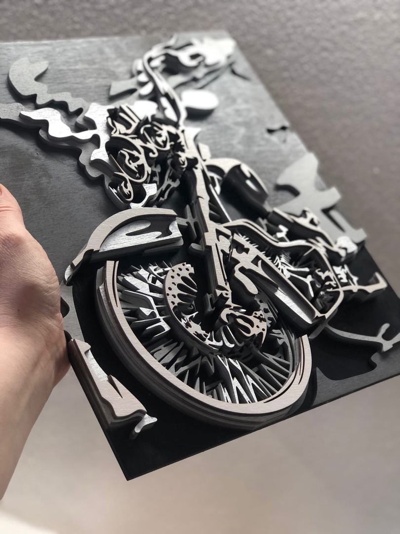 Motorcycle 3D panel free laser cut file back side
