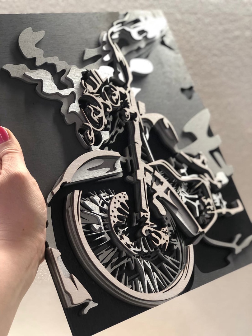 Motorcycle 3D panel free laser cut file customer photo