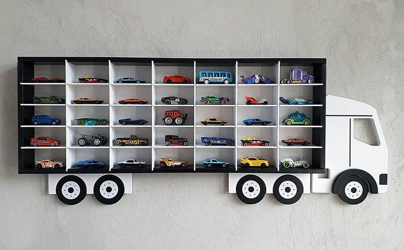 Shelf for collection of miniature cars. Laser cutting MDF, plywood. File for Corel Draw software.