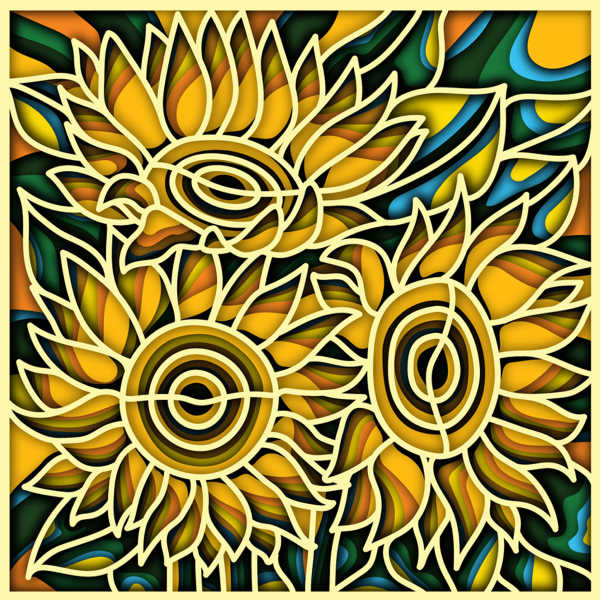 Sunflowers framed free multilayer