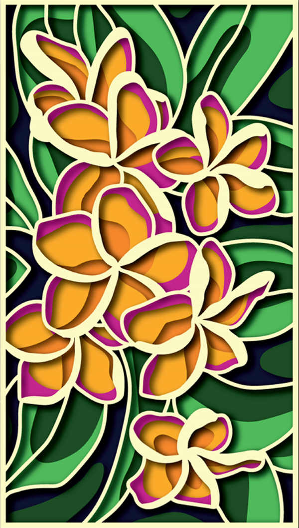 Tropical flower framed free multilayer cut file 3D mandala