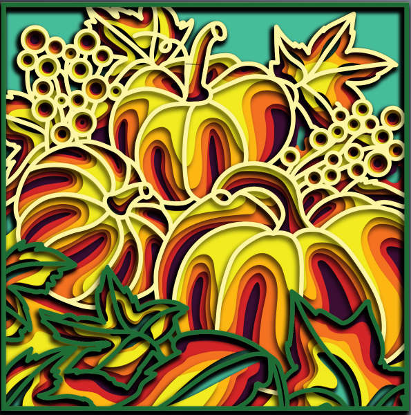 Watermelons in the field framed free multilayer cut file plywood 3D mandala
