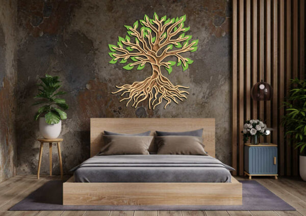 Bedroom interior design concept idea and concrete wall texture background.3D rendering
