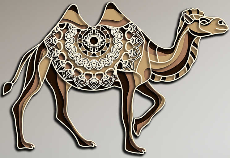 Camel multilayer cut file 3D mandala
