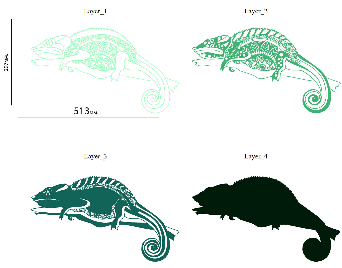 Turtle multilayer cut file 3D mandala SVG format