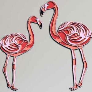 Flamingos free multilayer cut file 3D mandala