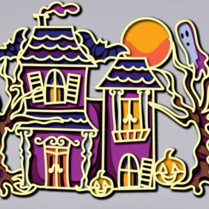 Halloween house free multilayer cut file 3D mandala