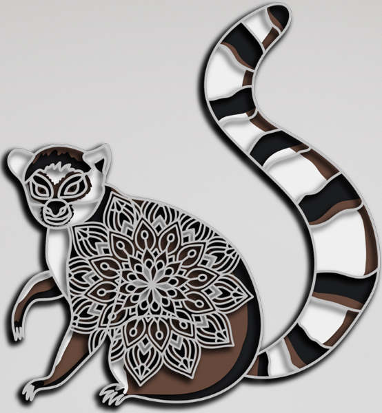 Lemur multilayer cut file 3D mandala