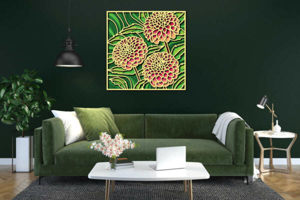 Pink chrysanthemums free multilayer cut file 3D mandala