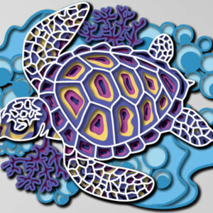 Sea turtle free multilayer cut file 3D mandala