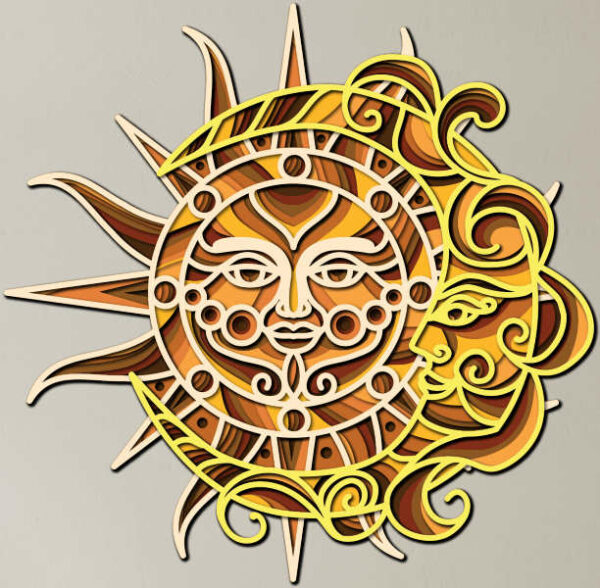 Sun crescent free multilayer cut file 3D mandala