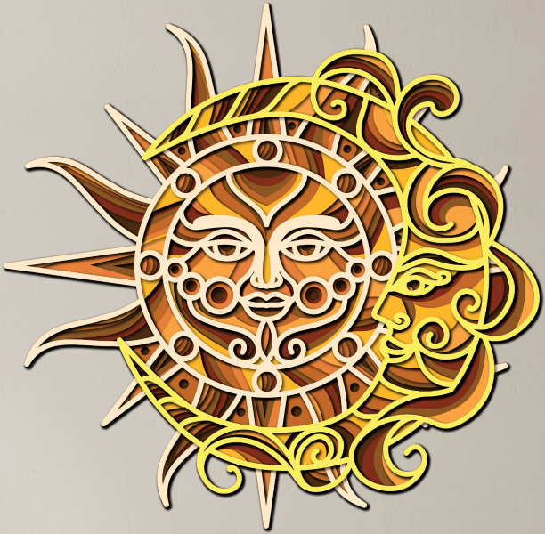 Sun crescent free multilayer cut file 3D mandala