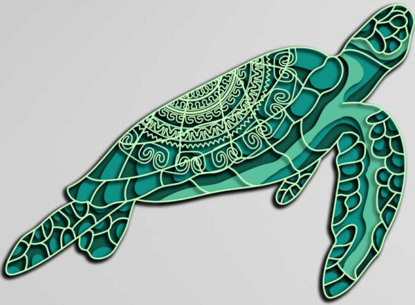 Turtle multilayer cut file 3D mandala