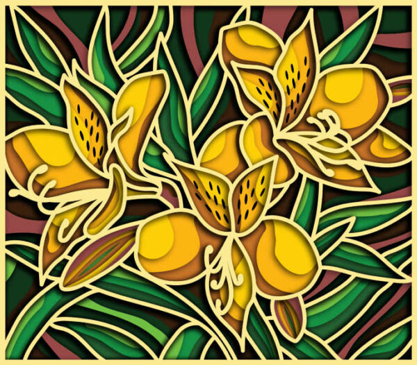 Yellow lilies free multilayer cut file 3D mandala