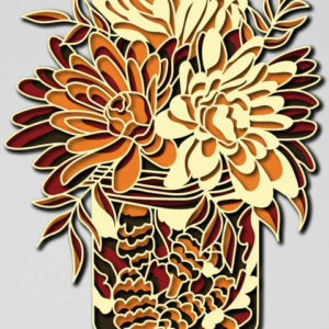 Autumn flowers in a jar multilayer cut file 3D mandala