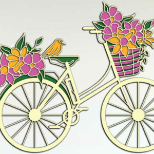 Bicycle with a basket of flowers multilayer cut file 3D mandala
