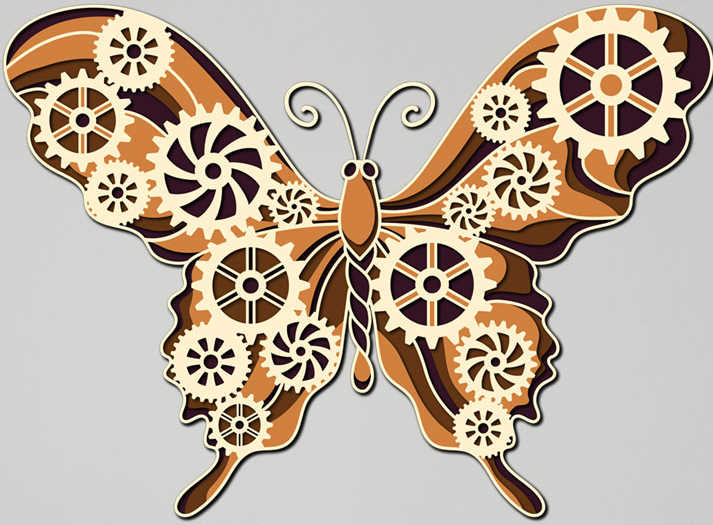Butterfly gear multilayer cut file 3D