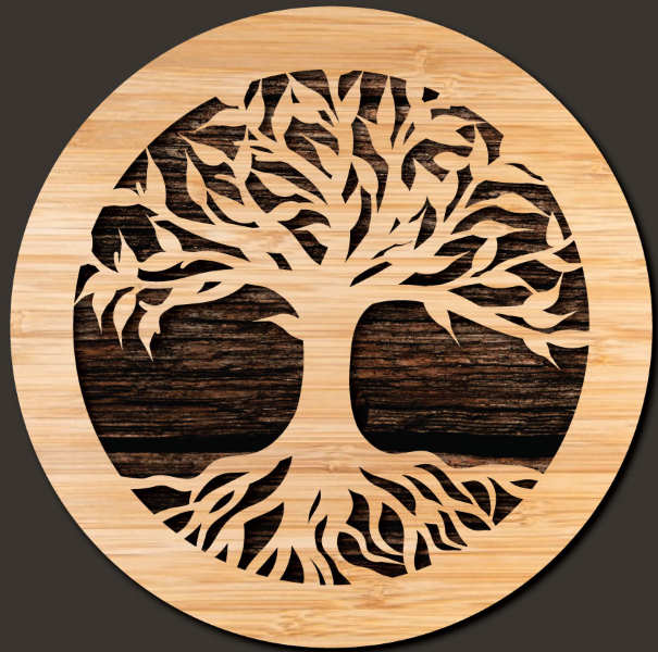 Celtic tree wooden coaster digital laser cutting file