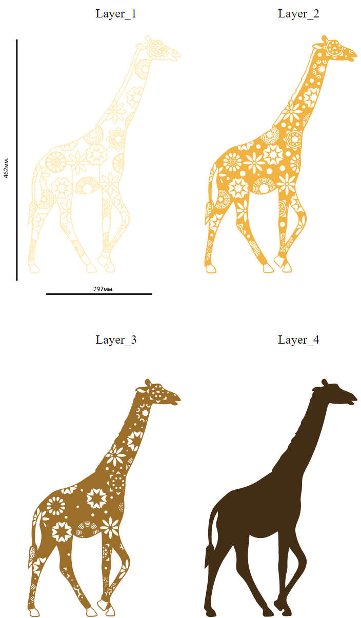 Giraffe multilayer cut file 3D mandala layers