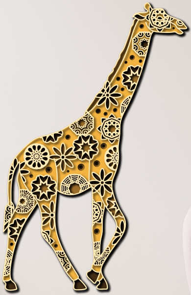 Giraffe multilayer cut file 3D mandala