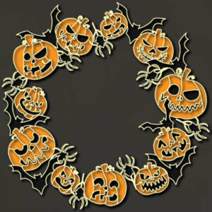 Halloween pumpkins wreath free multilayer cut file 3D mandala