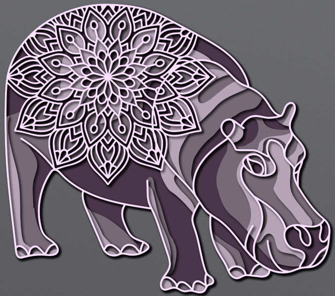 Hippo multilayer cut file 3D mandala