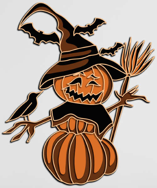 Pumpkin scarecrow multilayer cut file 3D mandala