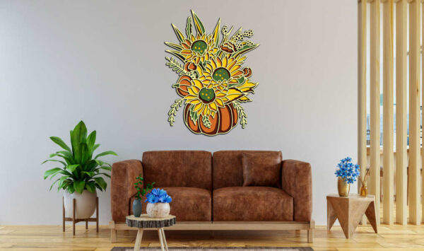 Sunflower and pumpkin multilayer cut file 3D mandala interior