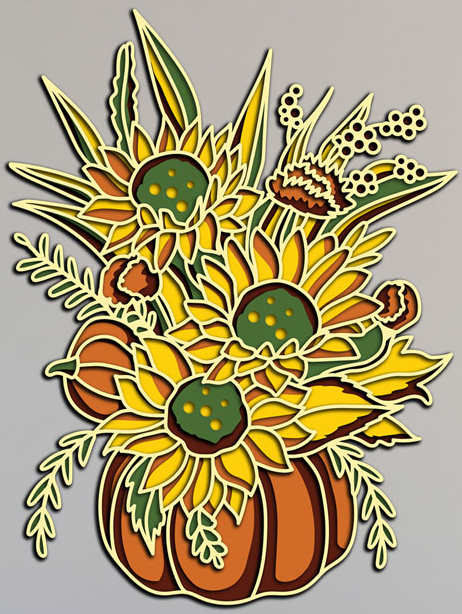 Sunflower and pumpkin multilayer cut file 3D