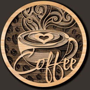 Cafe cup coaster wooden multilayer cut file