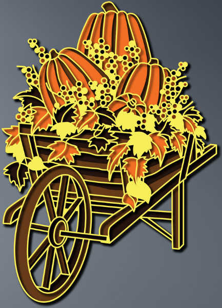 Cart with pumpkins free multilayer cut file 3D