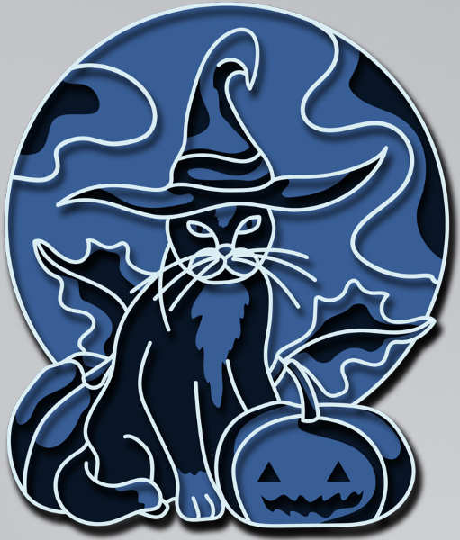 Cat halloween free multilayer cut file 3D mandala