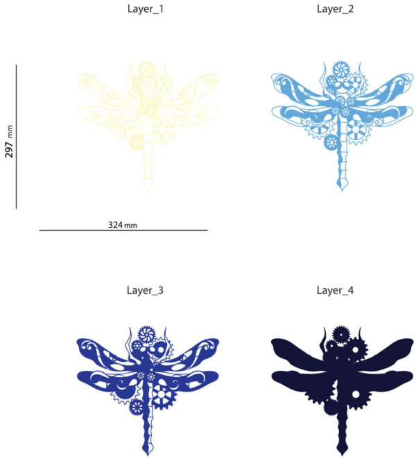 Dragonfly artistic multilayer 3d cut file layers