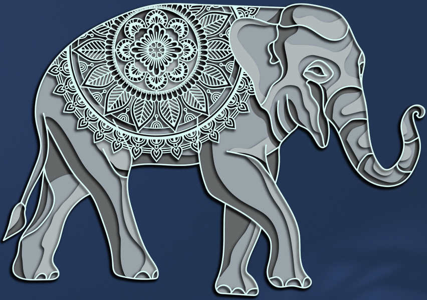 Elephant multilayer cut file 3D mandala