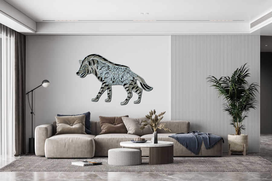 Hyena multilayer cut file 3D mandala in Interior