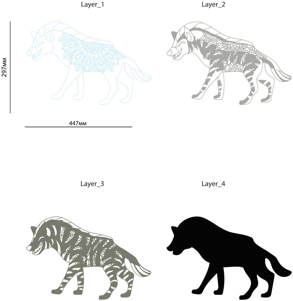 Hyena multilayer cut file 3D mandala layers