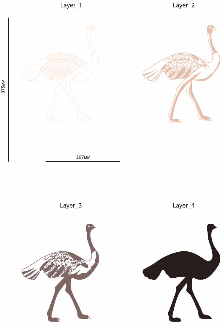 Ostrich multilayer cut file 3D layers