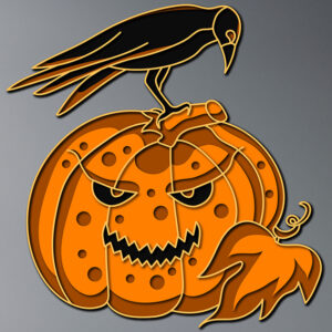 Pumpkin with crow free multilayer cut file 3D mandala