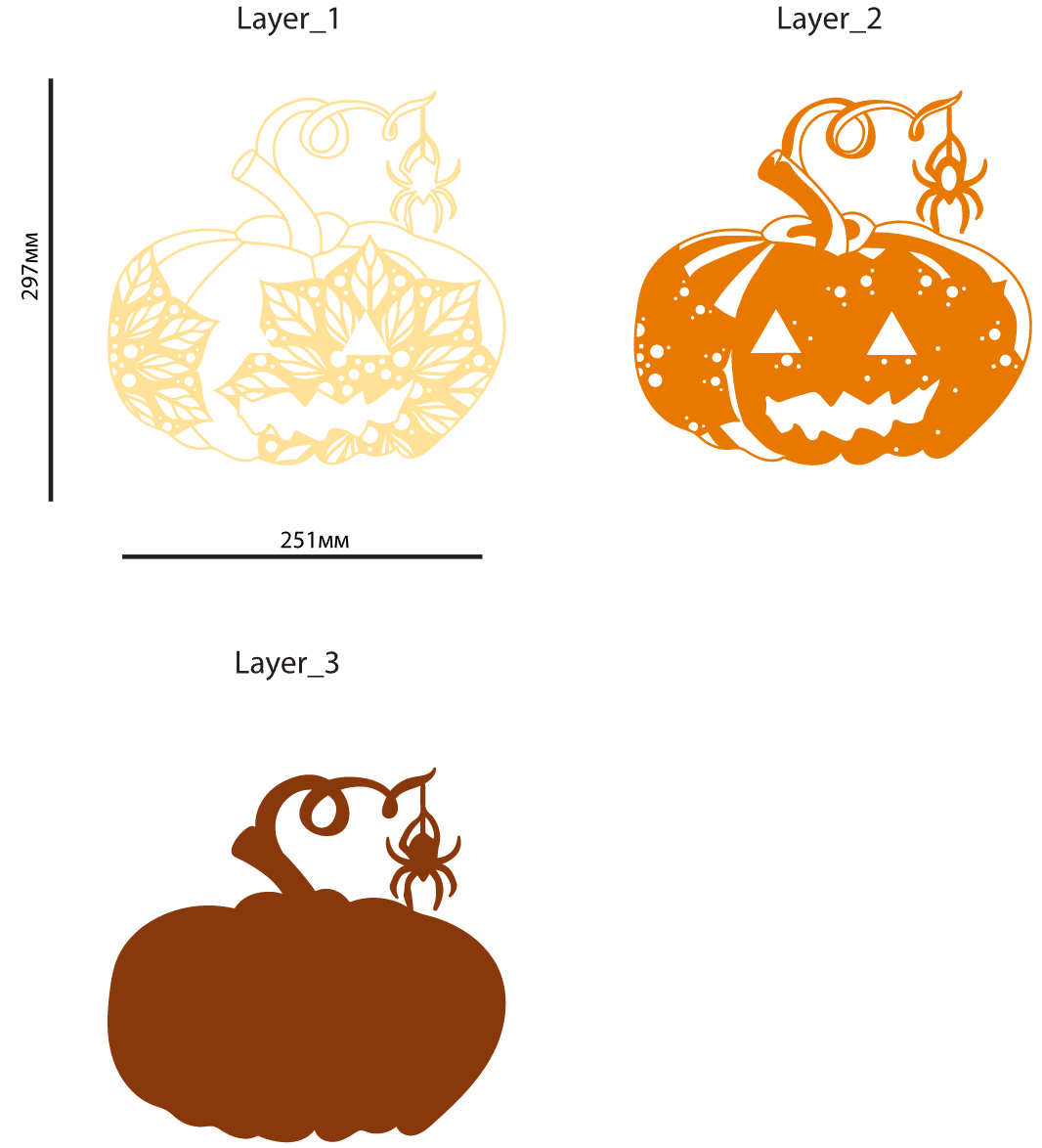 Pumpkin with spider digital cutting file layers